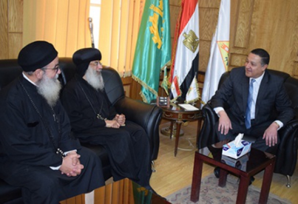 The President of Banha University receives a delegation from the Coptic Orthodox Church.